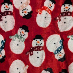 Rachel Roy Snowman Winter Holiday Red Throw Blanket Frosty Happy Merry Christmas